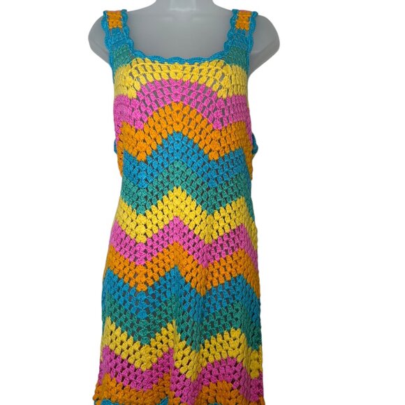 Show Me Your Mumu Tara Mini Dress XXL Sea Breeze Crochet Cover Up NWT - Picture 4 of 6